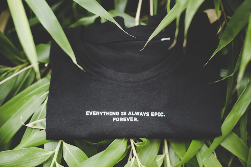 Person wearing an inspirational faith-based t-shirt with uplifting message