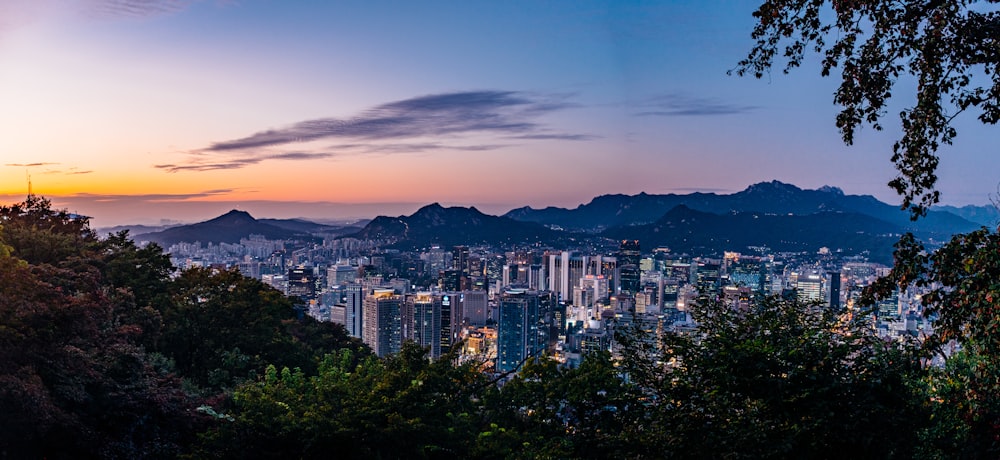 metropolitan buildings near mountains