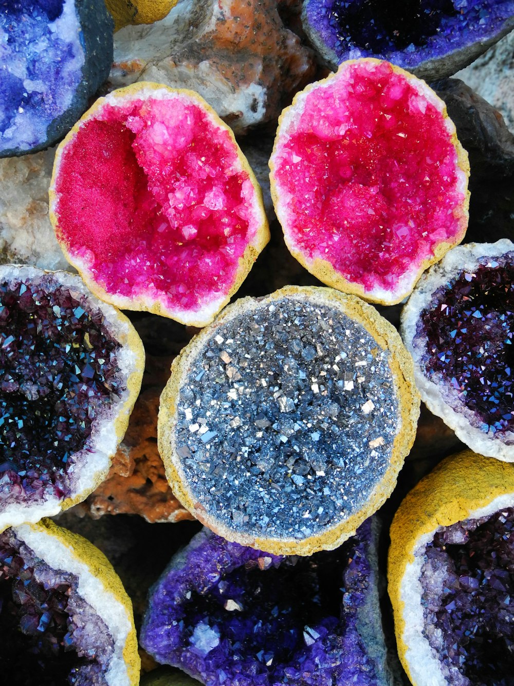 assorted-color geode stones