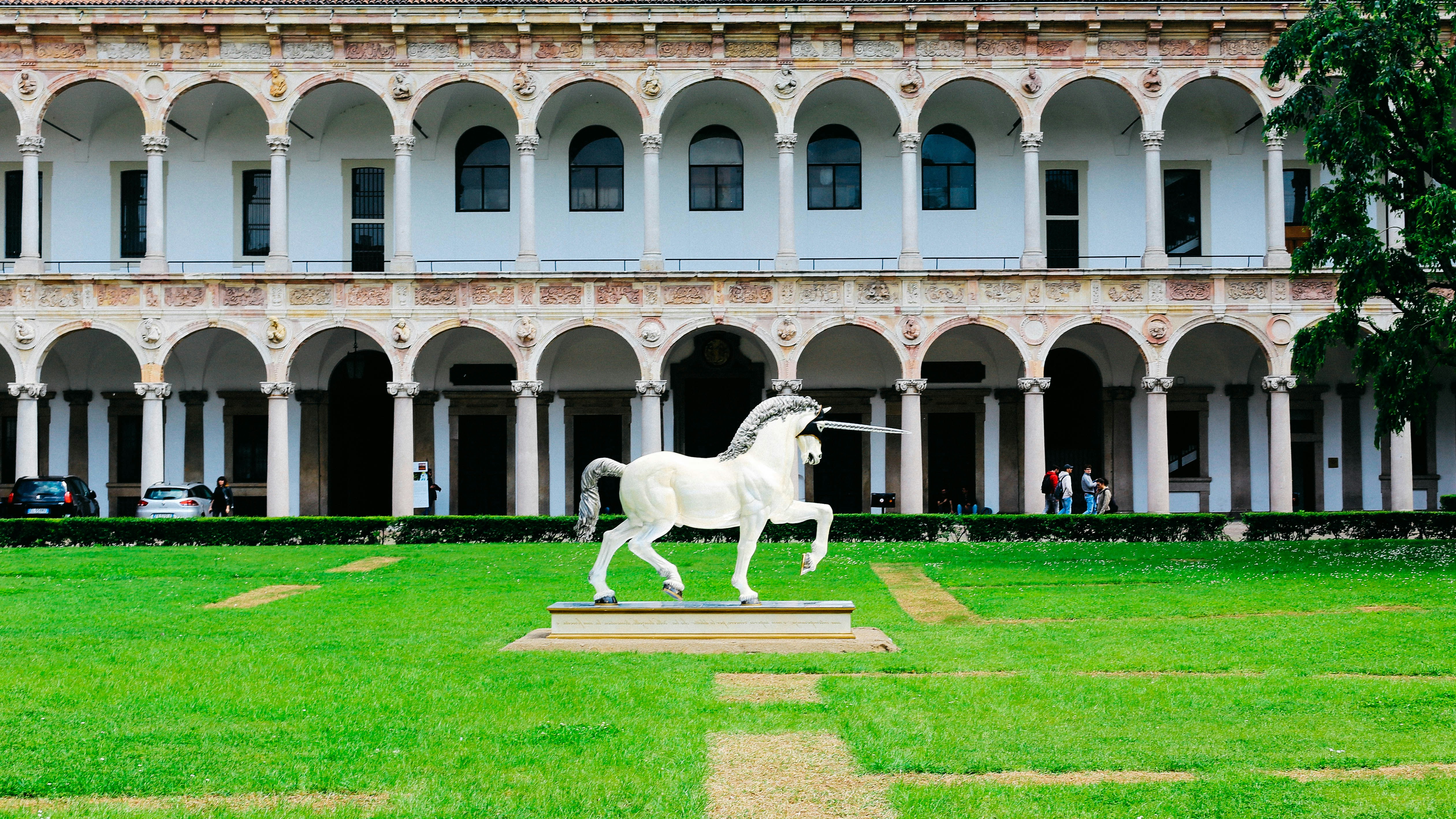 Landscape photography of white unicorn statue