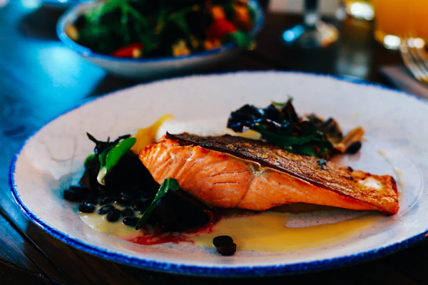 Fresh salmon on a plate