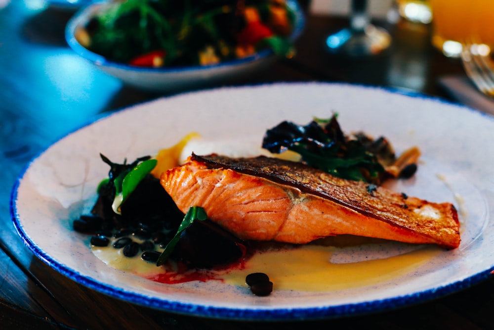 fried salmon on a plate