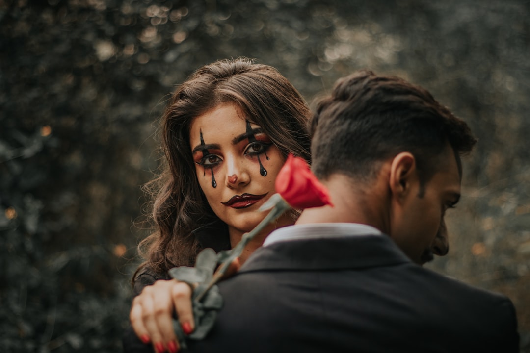 woman with red rose