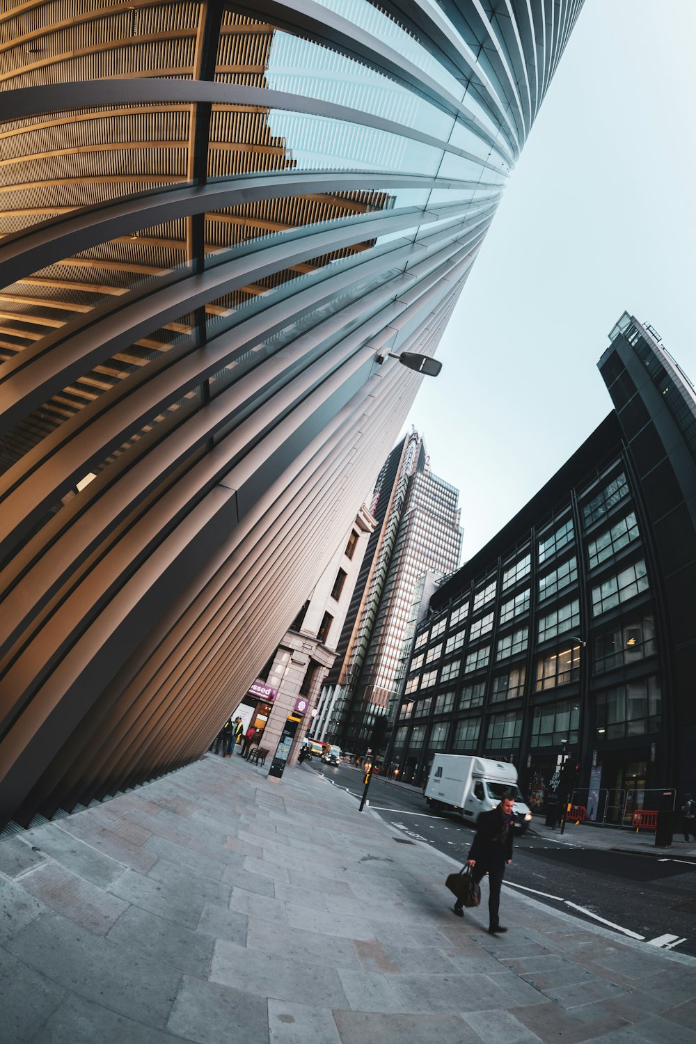 man walking near building