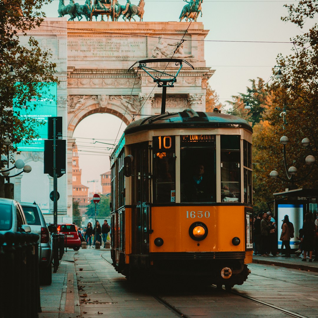 orange and black tram