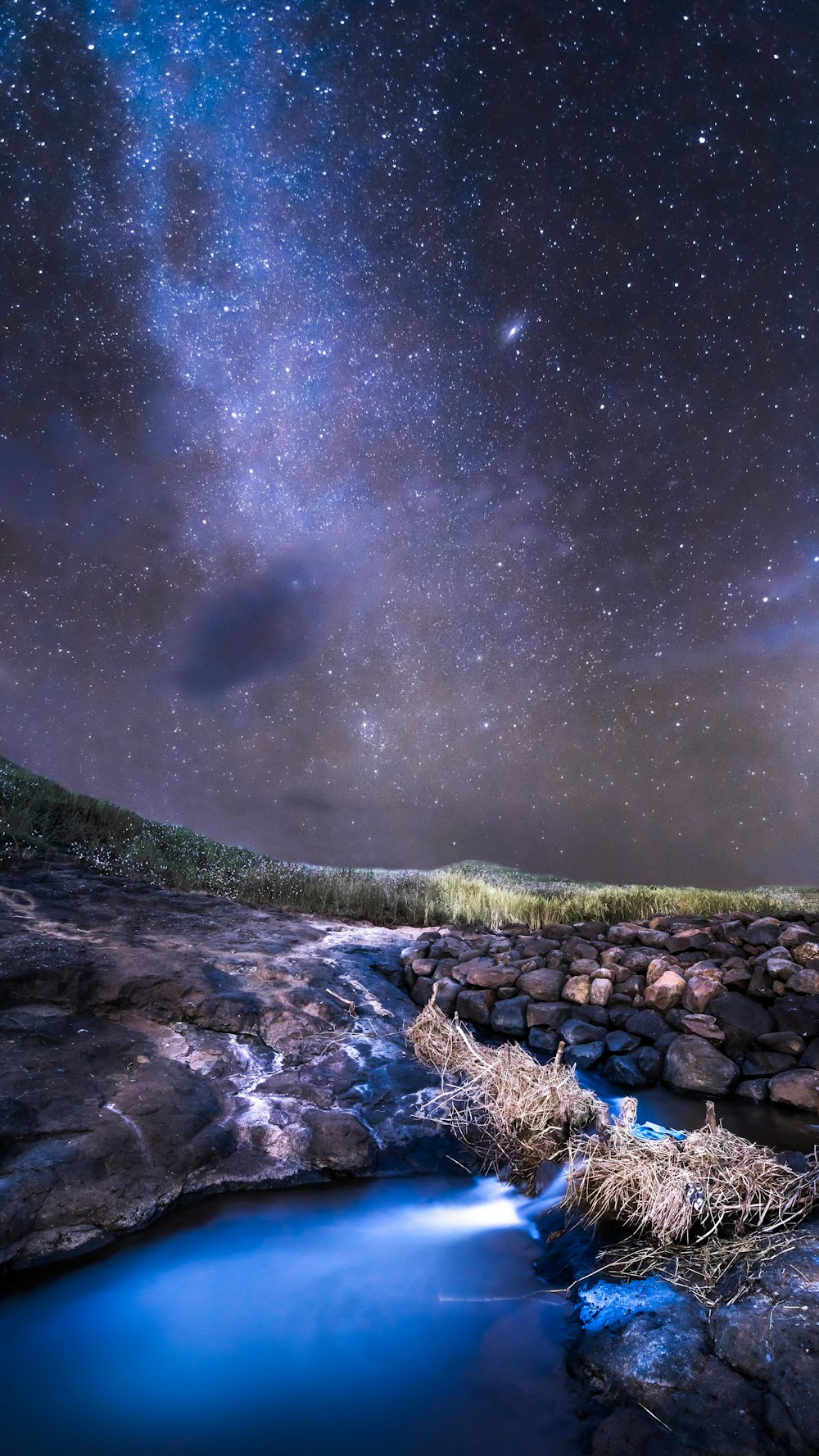 rock formation under galaxy