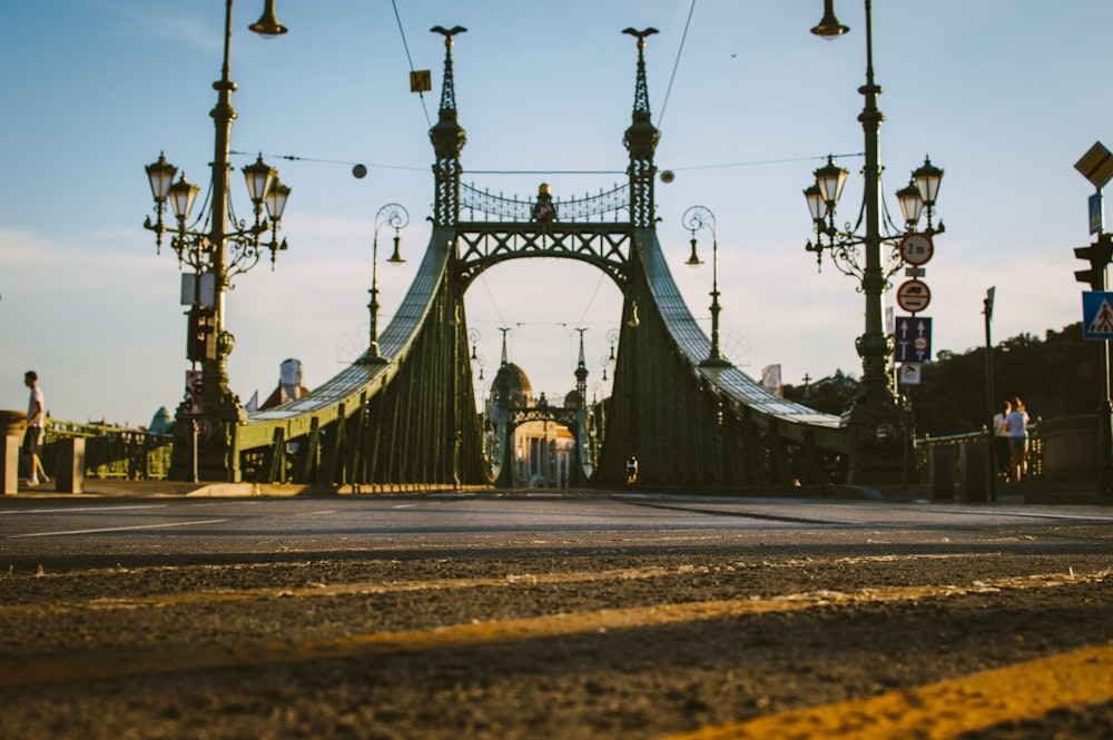 green metal bridge