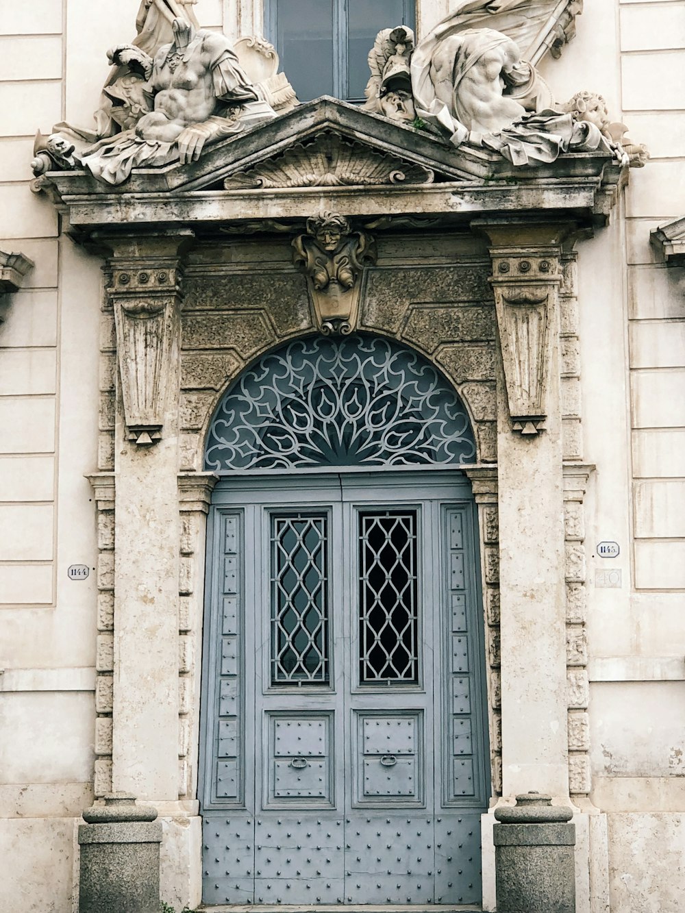 blue wooden door