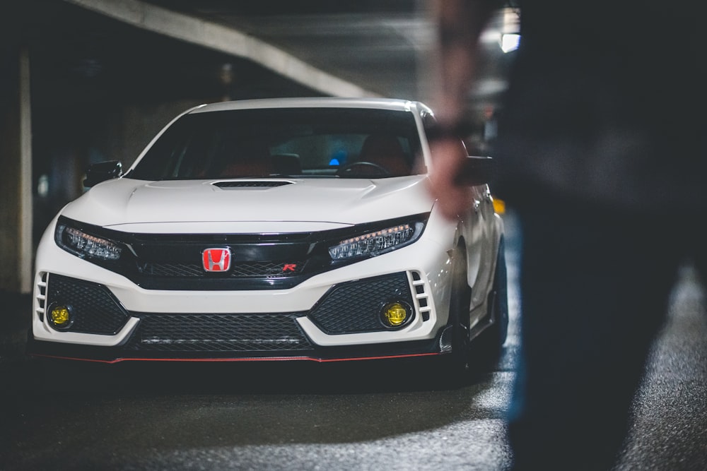 white Honda Civic Type R on road