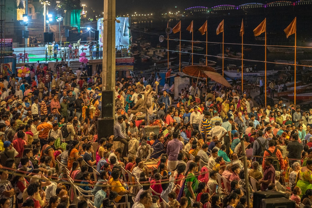 people standing near stage