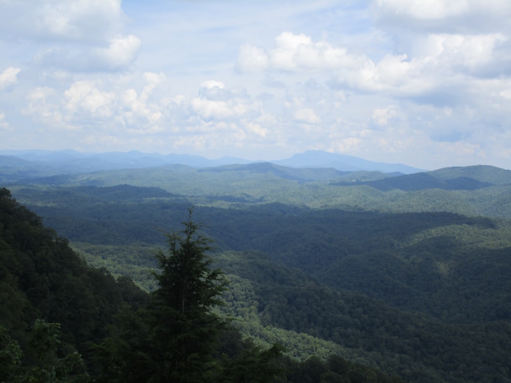 green mountains under cloudy sky