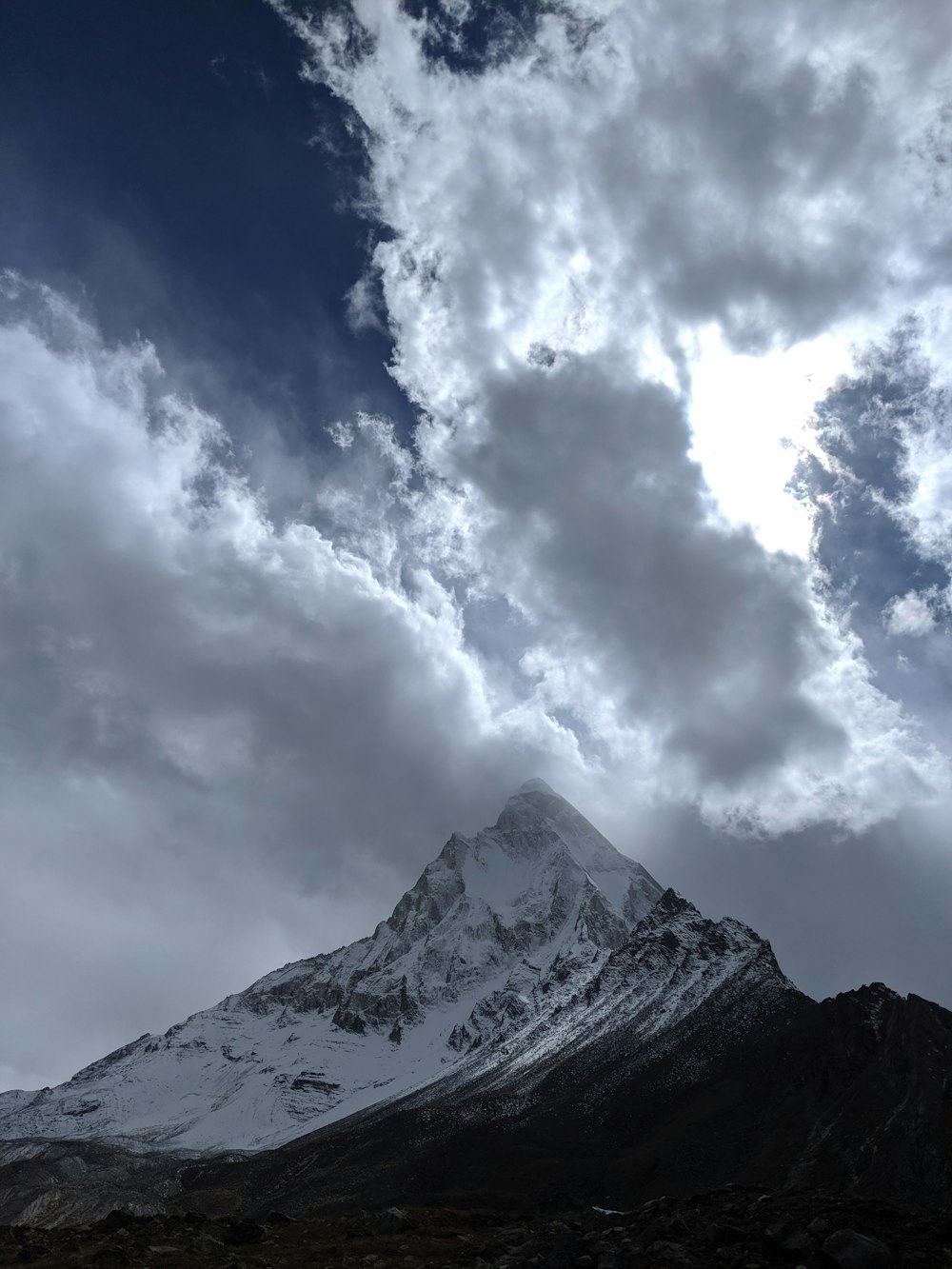 snow mountain and clouds