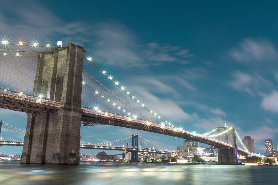 lighted suspension bridge