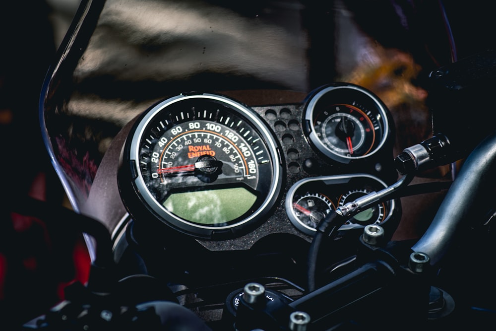 black motorcycle speedometer