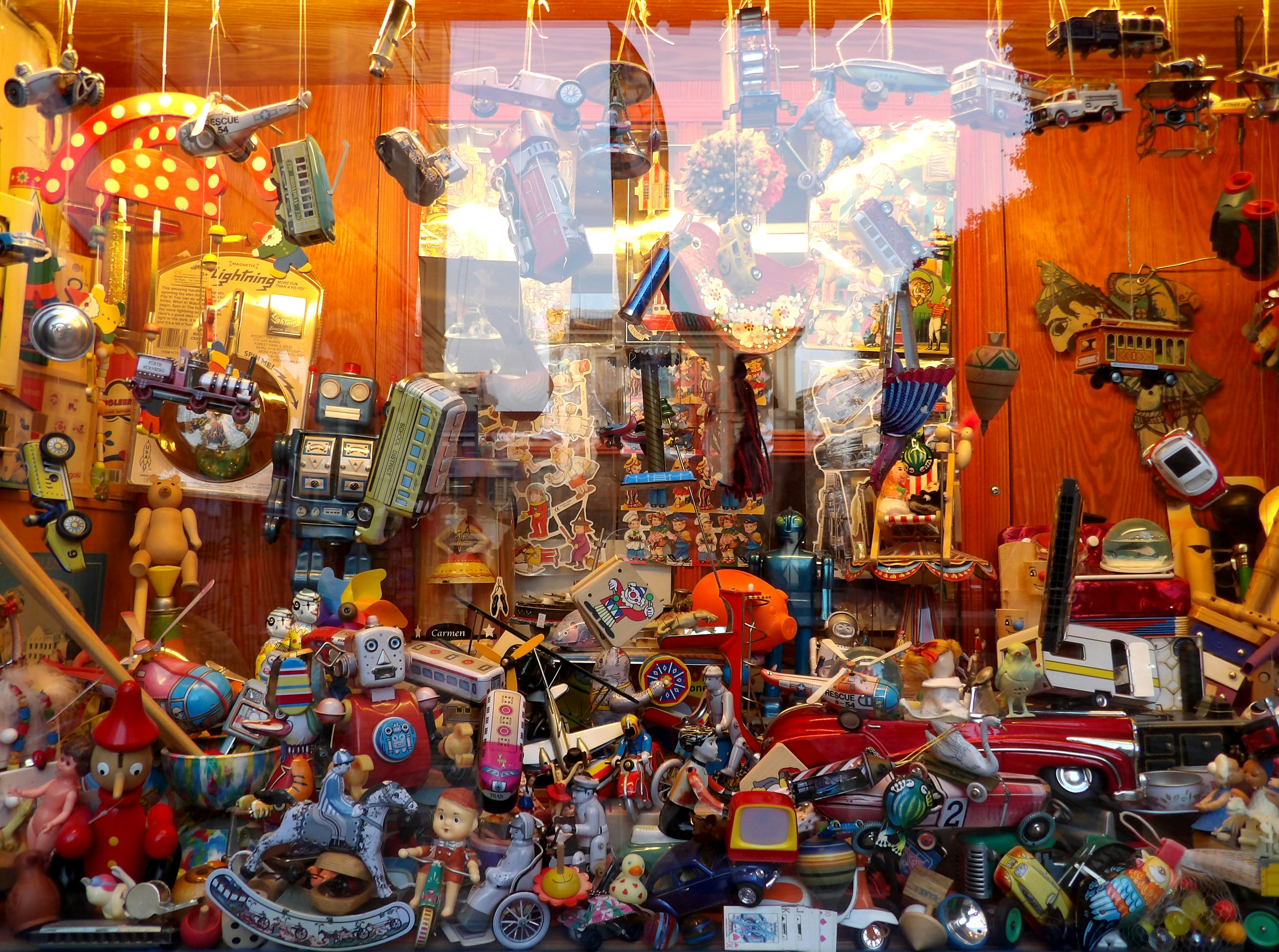 Beautiful showcase with toys.