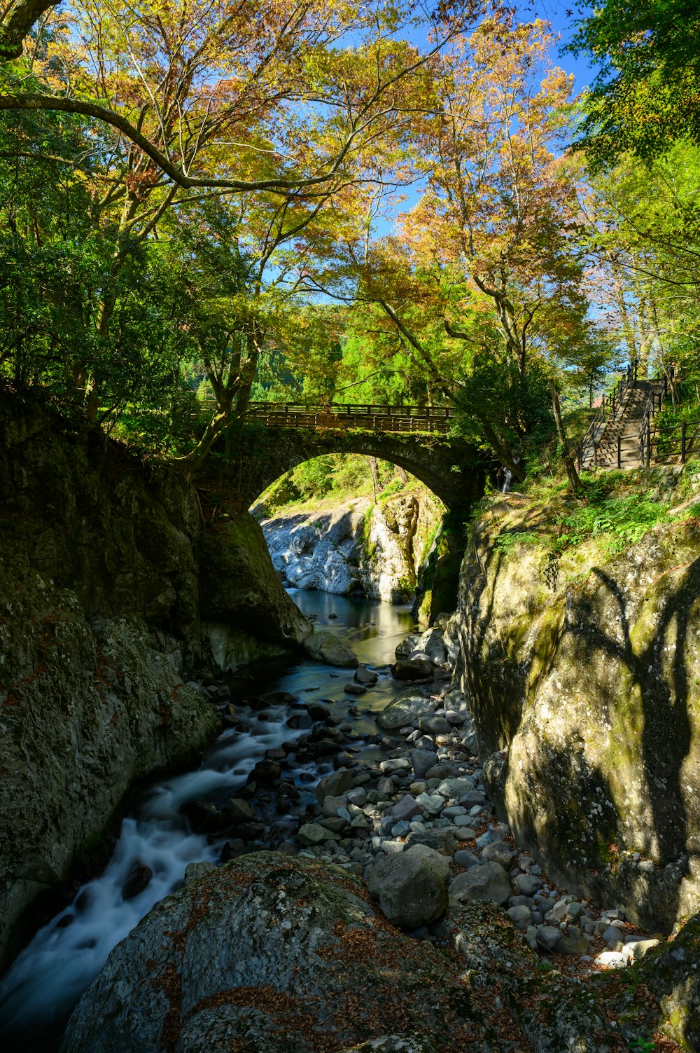 photo of concrete bridge and river