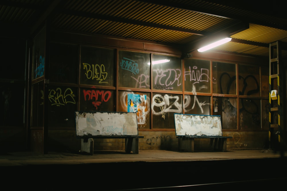 graffiti on glass wall