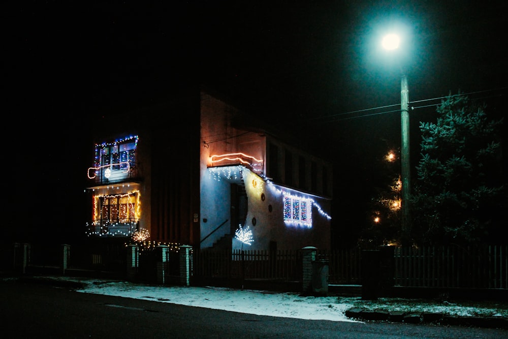 building with lights