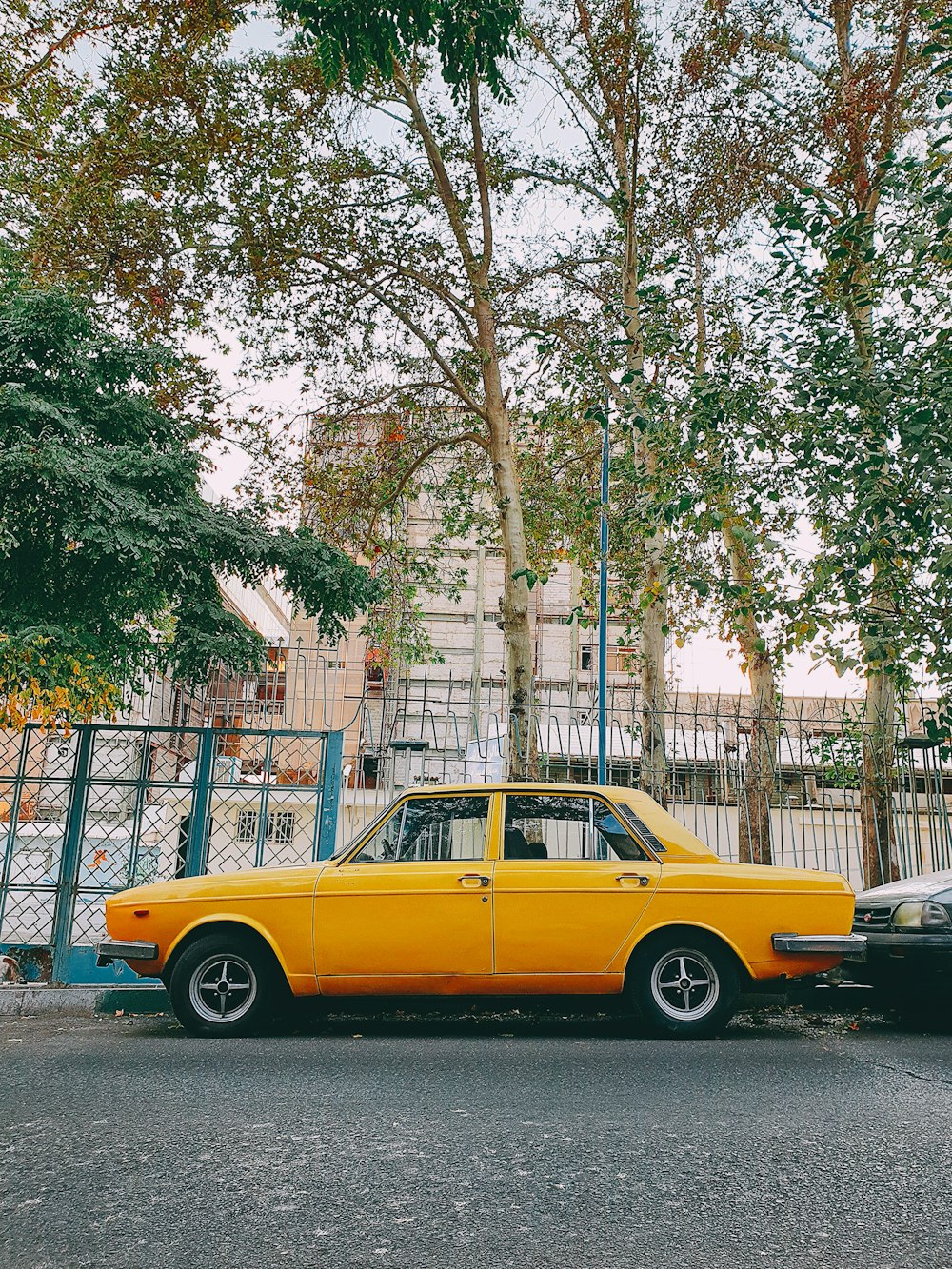 yellow sedan