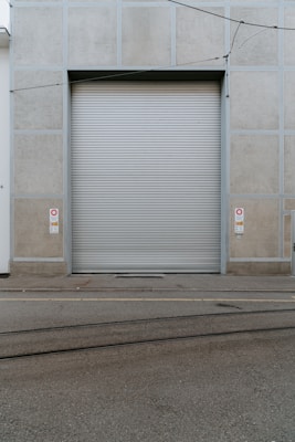 gray metal roll-top door