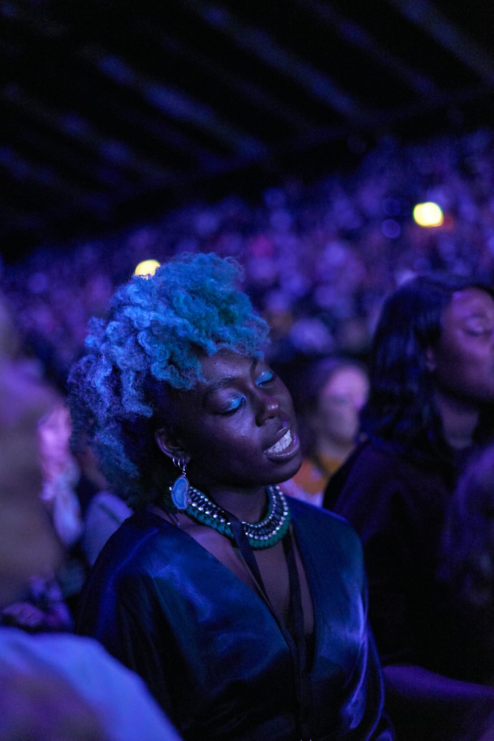 woman closing her eyes