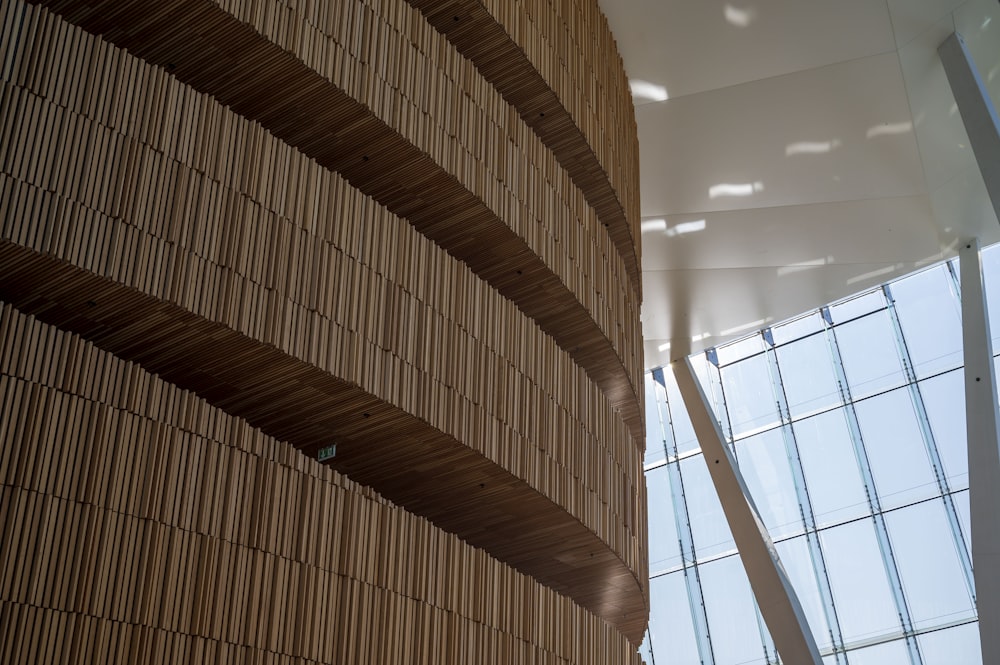 brown spiral stair case