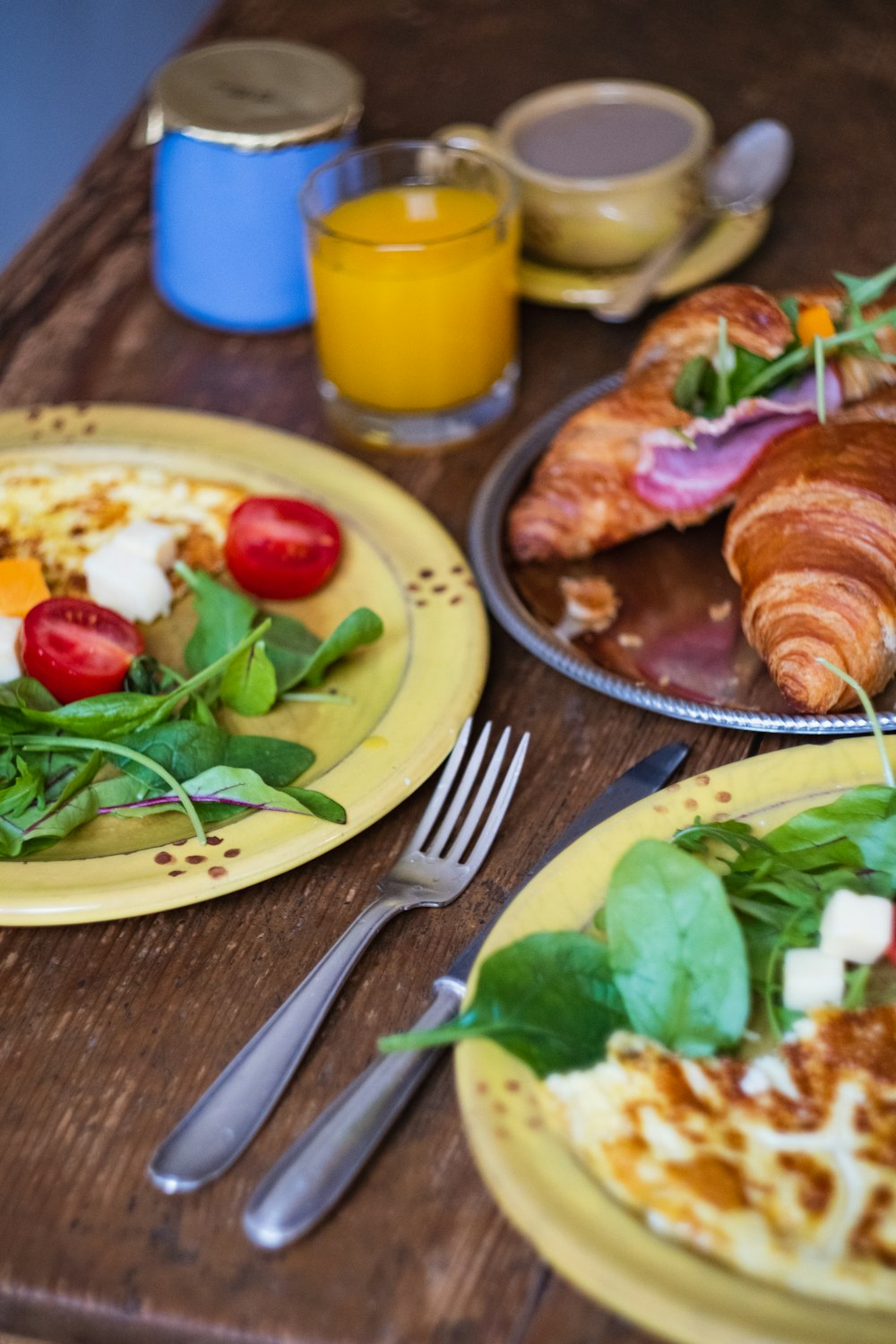 plate of food on brown table