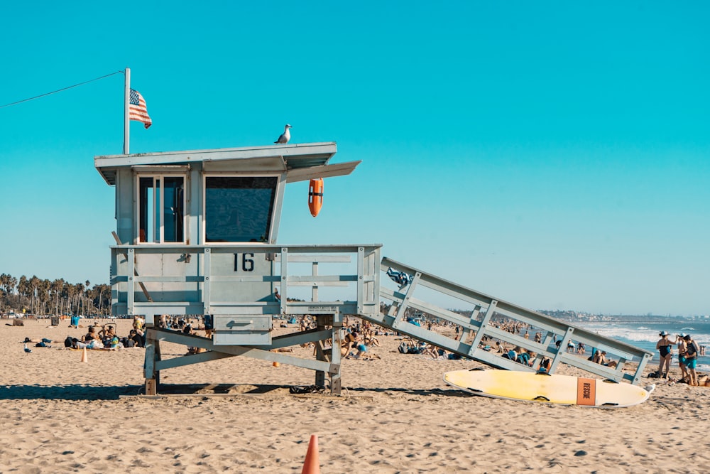 photo of gray life guard house