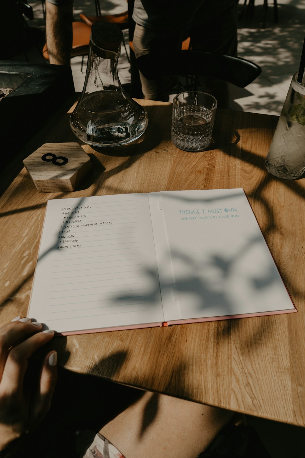 white book on table