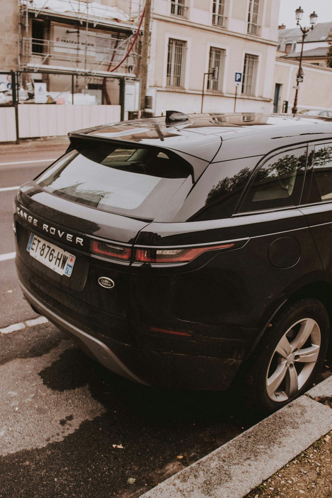 black Range Rover SUV parked on street