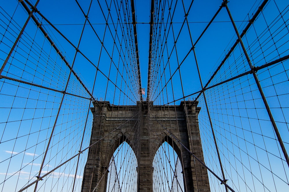 Brooklyn bridge in New York under blue and white sky during daytime