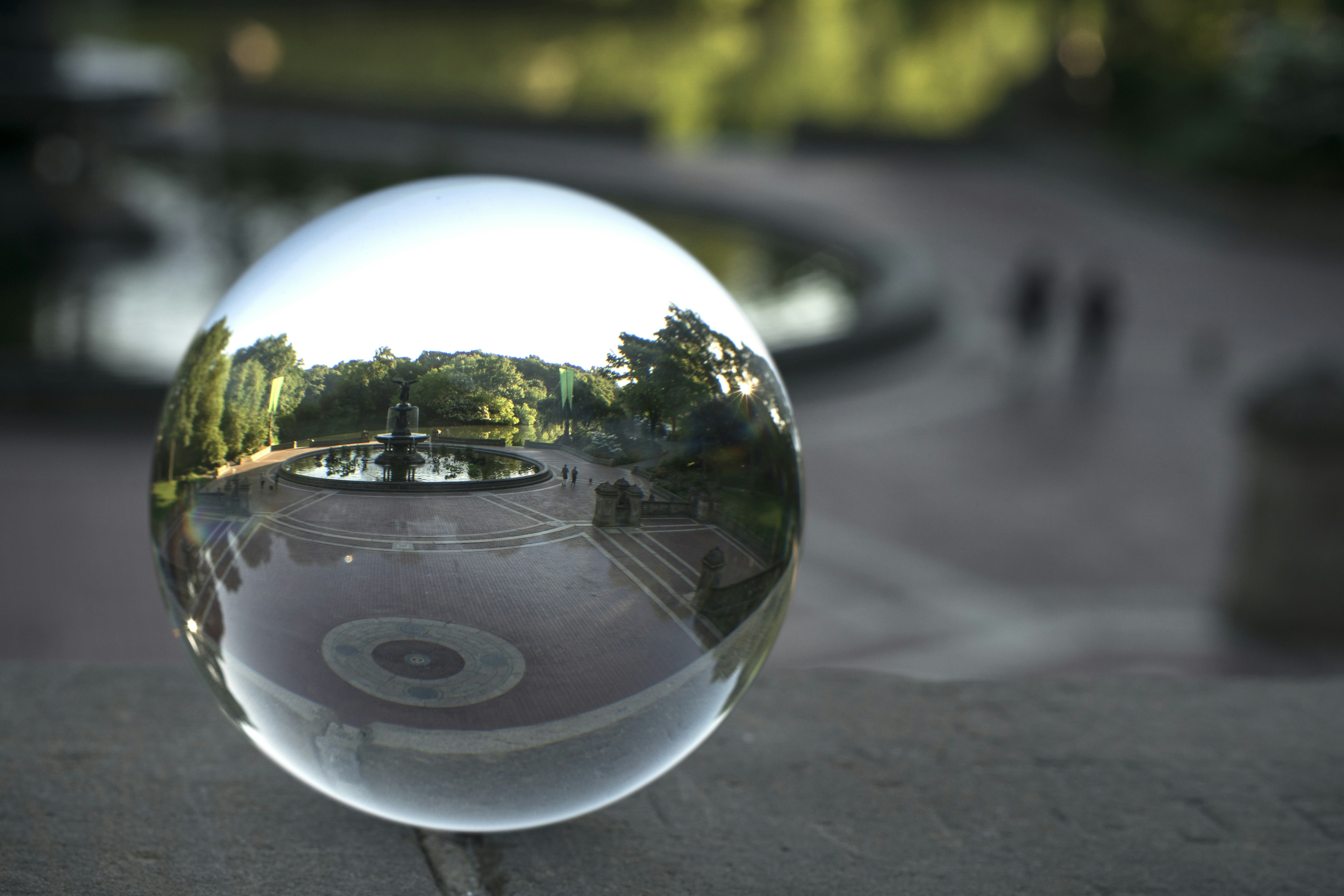 round water globe in macro photography
