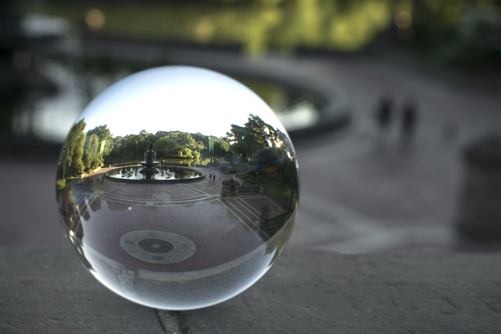 round water globe in macro photography