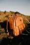 brown leather backpack
