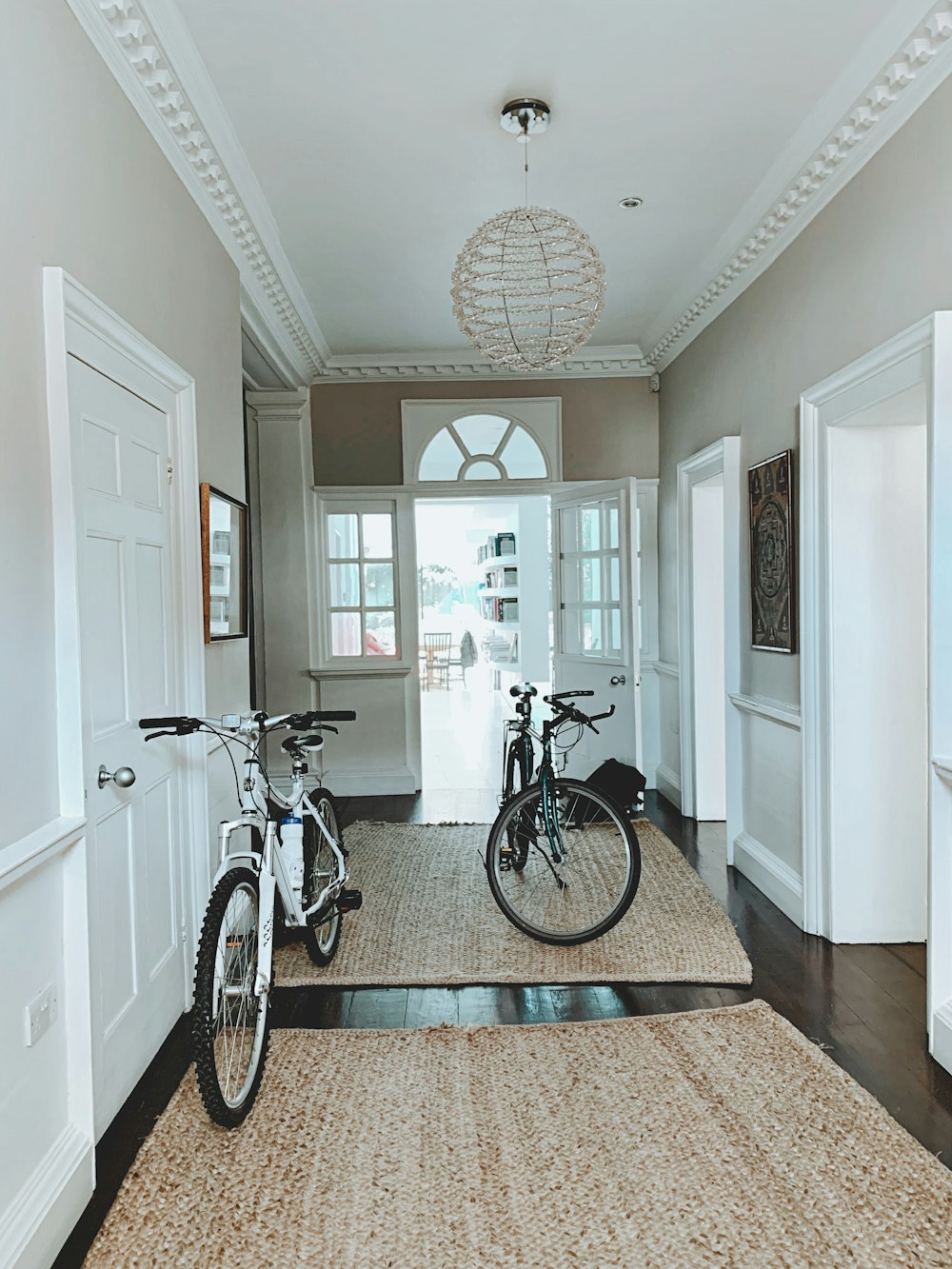 white and black bicycles