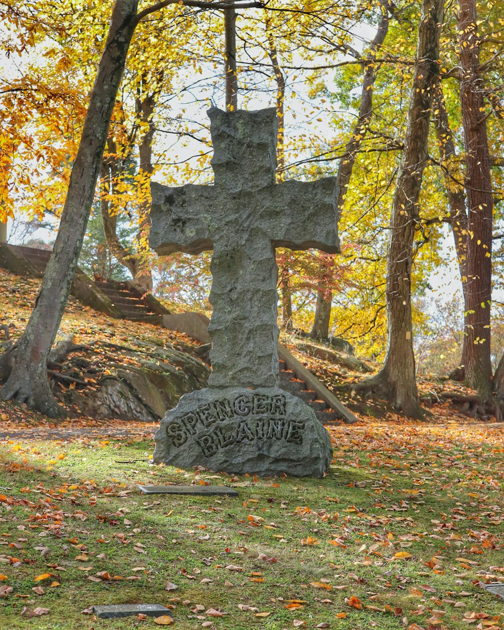 concrete cross tombstone