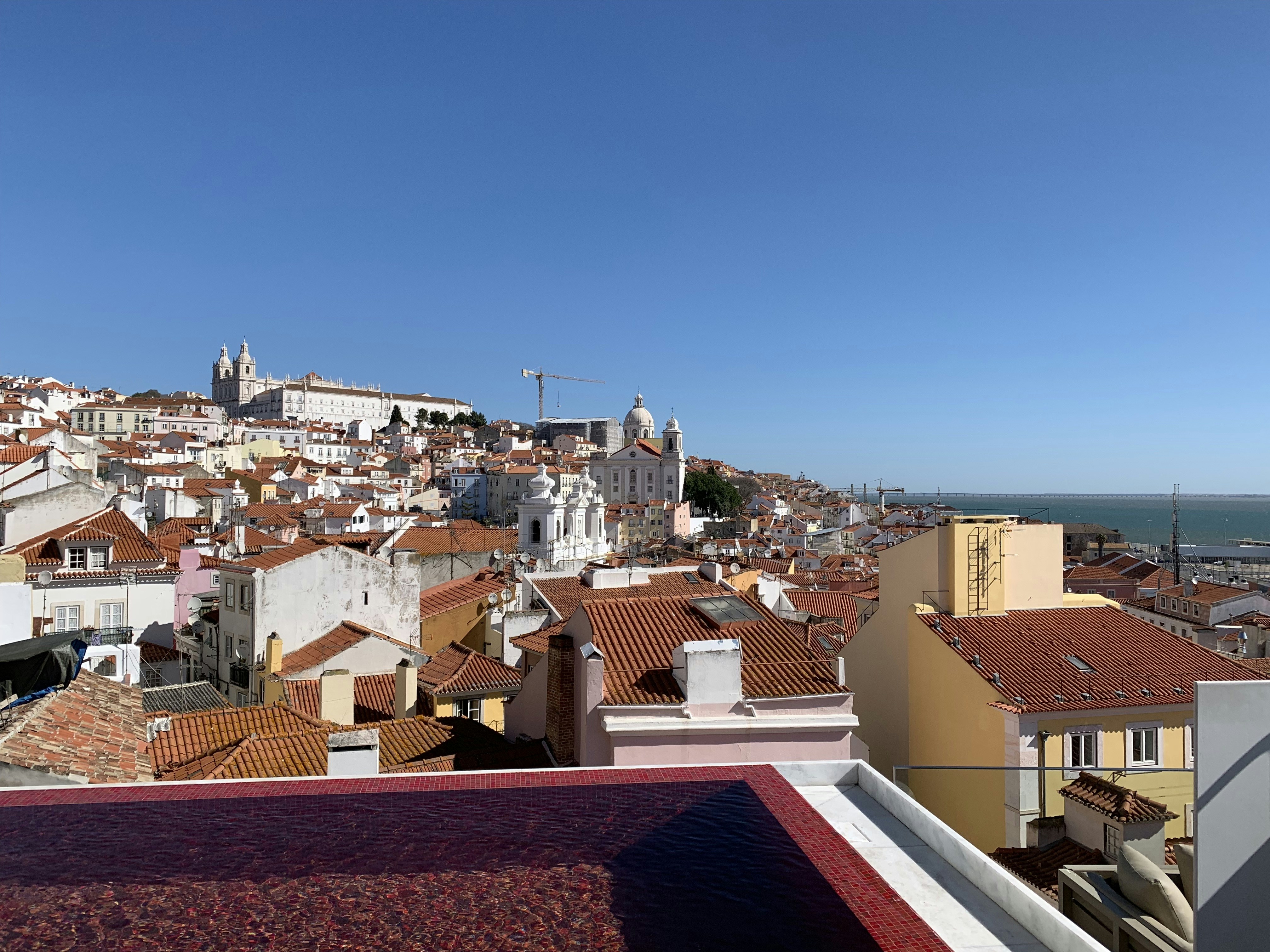 Rooftop view of downtown Chicago from commercial building, city skyline visible