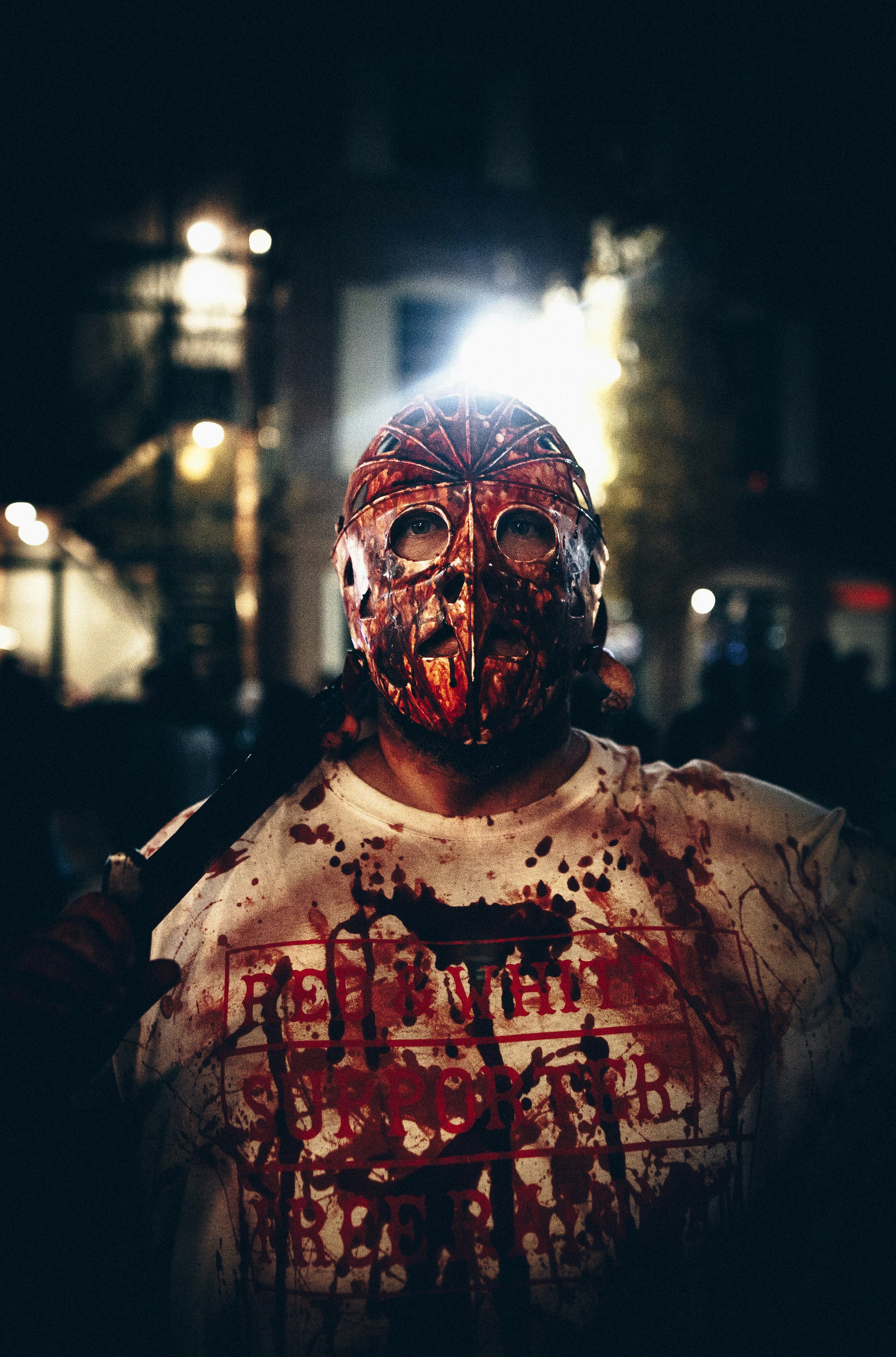 man wearing Halloween mask