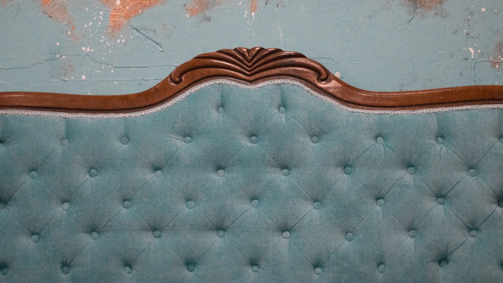 blue and brown bed headboard