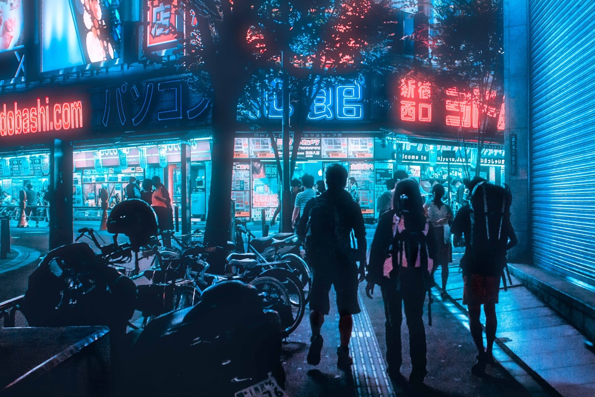 A city tour at night in Tokyo