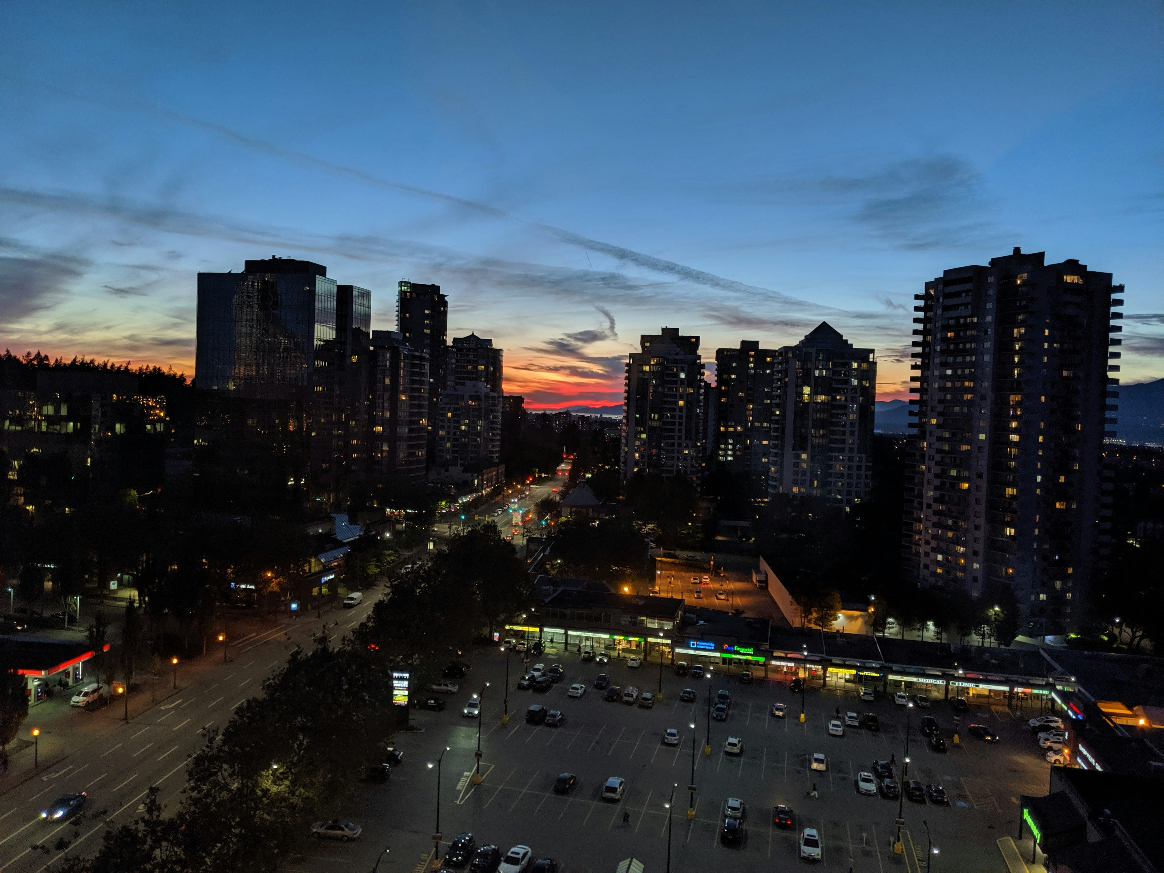 Montreal downtown skyline at dusk