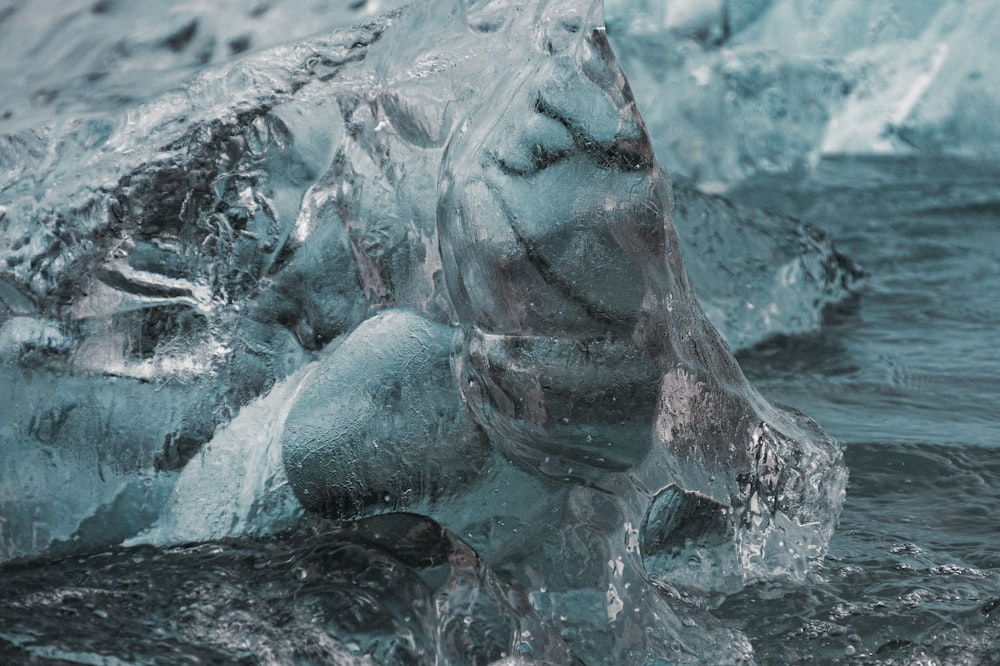 gray stone covered in ice