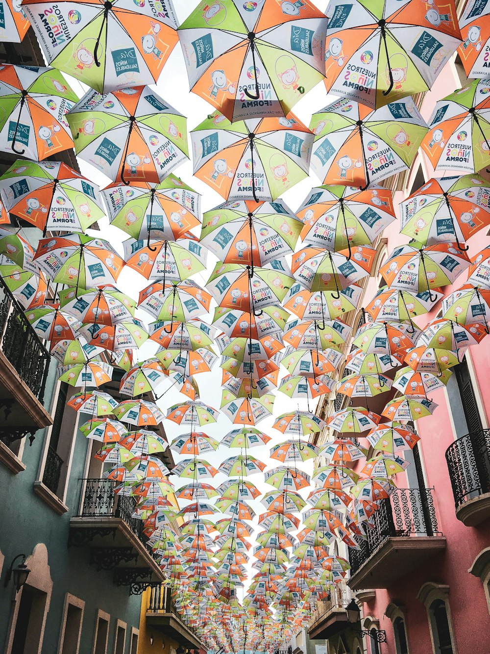 green and orange umbrella