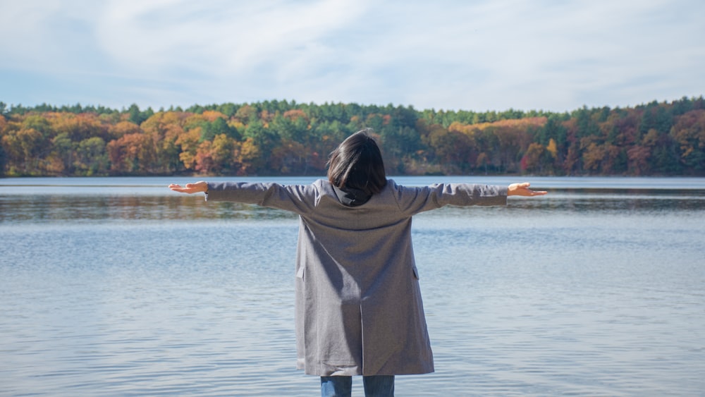 woman in gray jacket