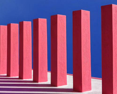 pink painted columns