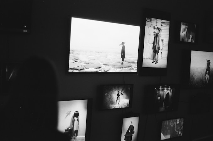 Flat screen TV displayed like art in a gallery setting