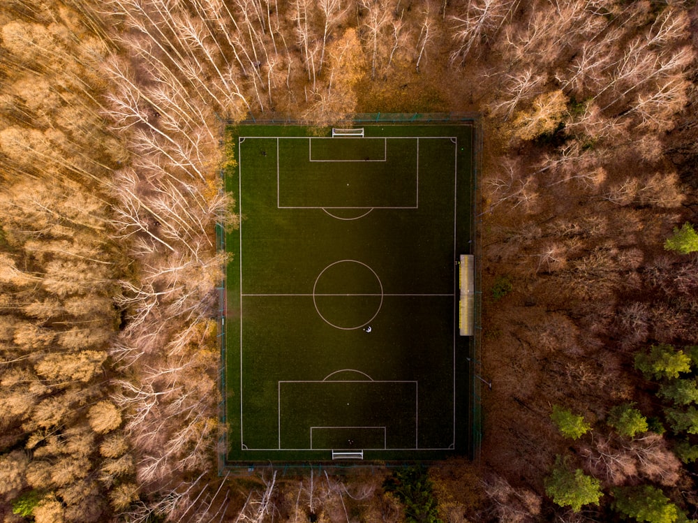 aerial photo of soccer field