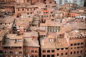 top view of brick buildings