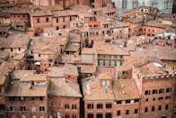 top view of brick buildings
