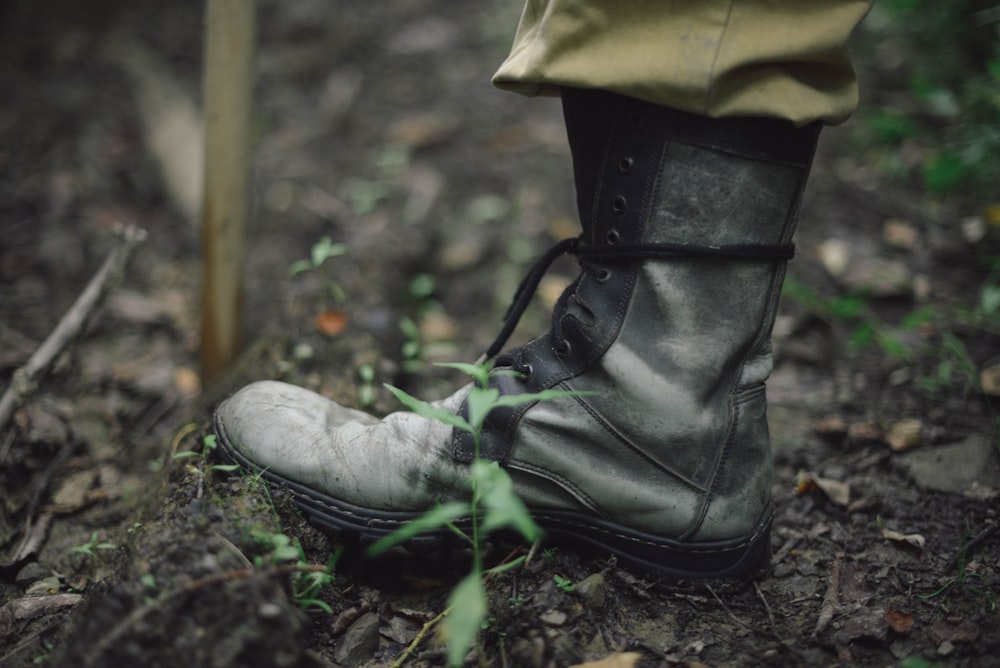 gray leather boot